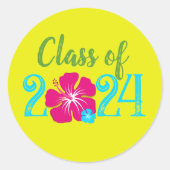 黄色のルアウトロピカル卒業ラウンドステッカー ラウンドシール (正面)