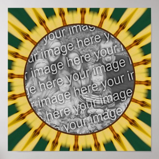 黄色のレイ抽象芸術フレーム独自の写真を作成 ポスター (正面)