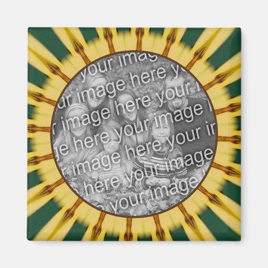 黄色のレイ抽象芸術フレーム独自の写真を作成 マグネット (正面)