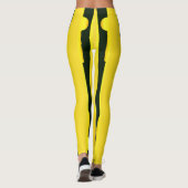 黄色のレギンスと黒い波状のストライプ波形 レギンス (裏面)