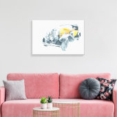 黄色のレトロなヴィンテージ車。 キャンバスプリント (インサイチュ (リビング))