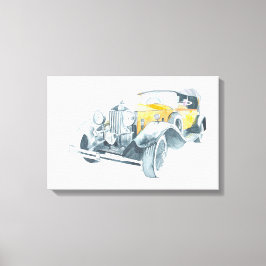 黄色のレトロなヴィンテージ車。 キャンバスプリント