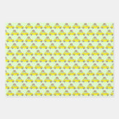 黄色のレトロフィアット500クリスマスギフトウォーターカラー ラッピングペーパーシート (正面3)