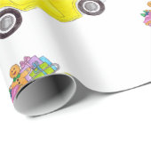 黄色のレトロフィアット500クリスマスギフトウォーターカラー ラッピングペーパー (ロールコーナー)