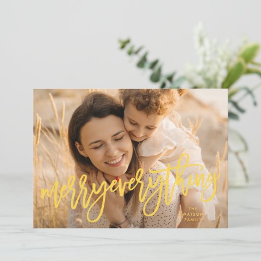 黄色のレトロメリーすべて写真クリスマス シーズンカード (スタンド正面)