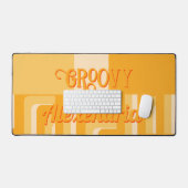 黄色のレトロ幾何パーソナライズされた的 デスクマット (キーボード&マウス)