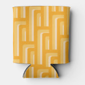 黄色のレトロ幾何学的パターン 缶クーラー (正面)