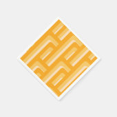 黄色のレトロ幾何学的 スタンダードカクテルナプキン (角)