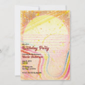 黄色のレトロ ヴィンテージ 80年代 テーマの誕生日パーティー 招待状 (正面)