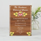 黄色のレモンと赤いカニの木のLowcountryパーティーの招待状 招待状 (スタンド正面)