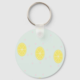 黄色のレモンの薄切り キーホルダー