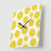 黄色のレモンは新鮮な果物をスライス スクエア壁時計 (傾斜)