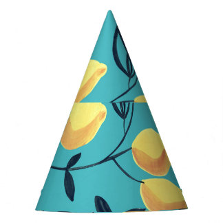 黄色のレモンガッシュターコイズ。 パーティーハット