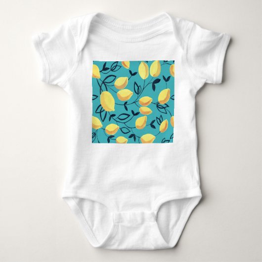 黄色のレモンガッシュターコイズ。 ベビーボディスーツ (正面)