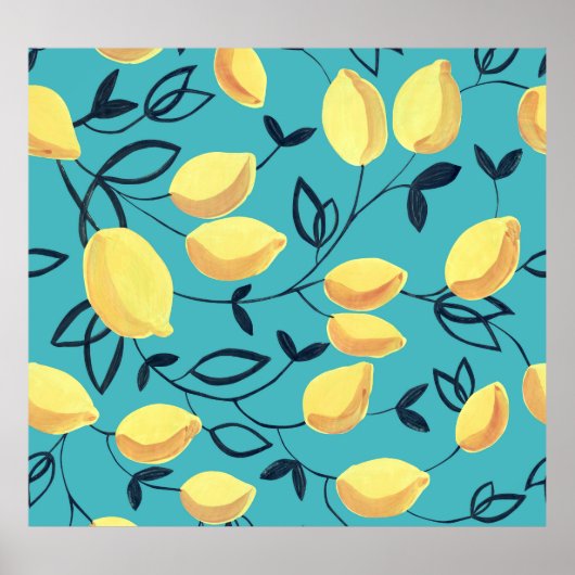 黄色のレモンガッシュターコイズ。 ポスター (正面)