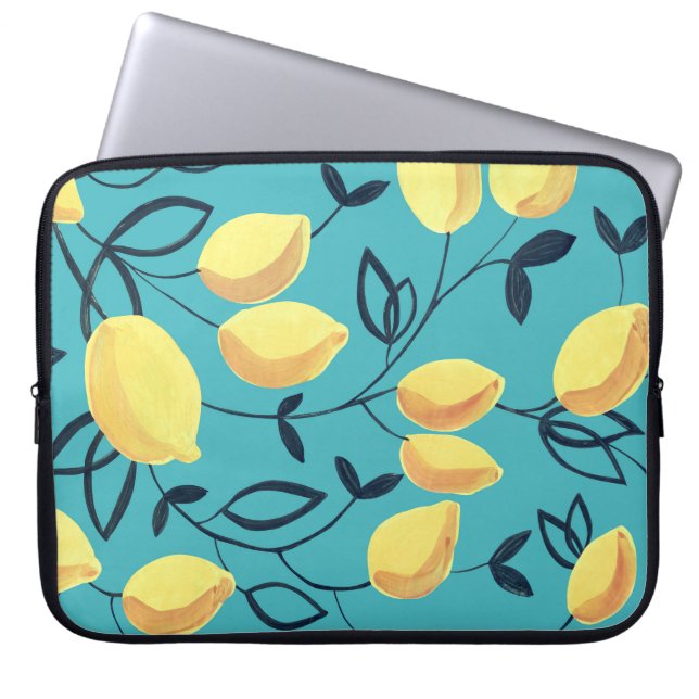 黄色のレモンガッシュターコイズ。 ラップトップスリーブ (正面)