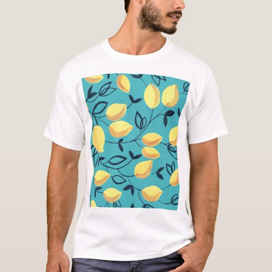 黄色のレモンガッシュターコイズ。 Tシャツ (正面)