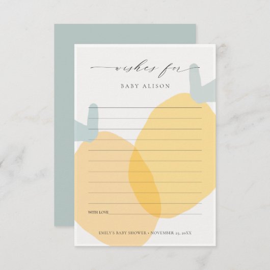 黄色のレモン果実柑橘系の願い赤ちゃんシャワー エンクロージャーカード (正面/裏面)