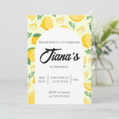 黄色のレモン柄 1歳の誕生日 招待状 (スタンド正面)