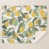 黄色のレモン、熱帯シームレスプリント。 シェルパブランケット (正面(横))