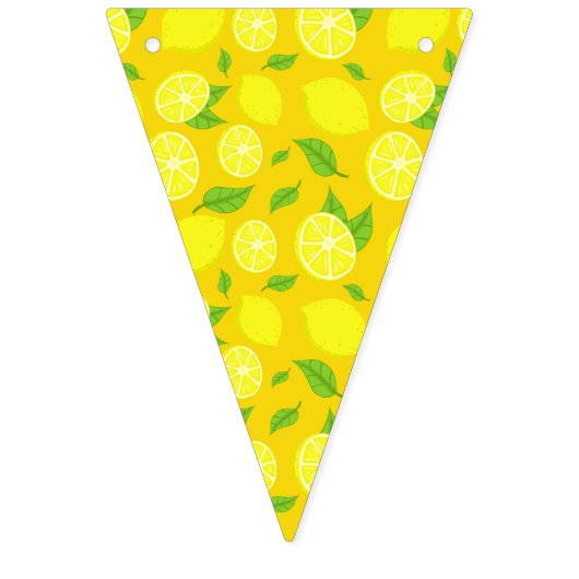 黄色のレモン、緑と白の水玉模様 バンティングフラッグ (第3の旗)