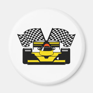 黄色のレースカー マグネット
