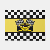 黄色のレースカー: レジ係の旗 ドアマット (正面)