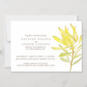 黄色のロイカデンドロン水カラー結婚式招待状 マグネット招待状 (正面)