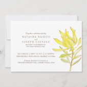 黄色のロイカデンドロン水カラー結婚式招待状 招待状 (正面)