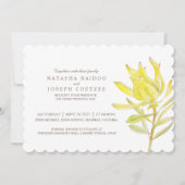 黄色のロイカデンドロン水カラー結婚式招待状 招待状 (正面)