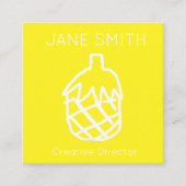 黄色のロゴパイナップルモダンクリエイティブ業界 スクエア名刺 (正面)