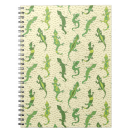 黄色のロッククライミングヤモリ - シームレスパターン。 ノートブック