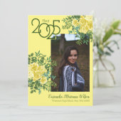 黄色のローズグリーン写真卒業発表 招待状 (スタンド正面)