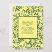 黄色のローズグリーン写真卒業発表 招待状 (裏面)