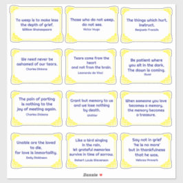 黄色のローズコーナーフレームの青い悲しい引用文 シール