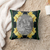 黄色のローズトリオフレーム自分の写真を作成 クッション (ブランケット)