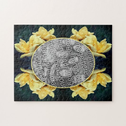 黄色のローズトリオフレーム自分の写真を作成 ジグソーパズル (横)