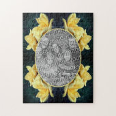 黄色のローズトリオフレーム自分の写真を作成 ジグソーパズル (縦)