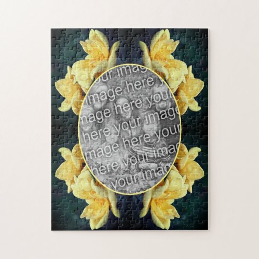 黄色のローズトリオフレーム自分の写真を作成 ジグソーパズル (縦)