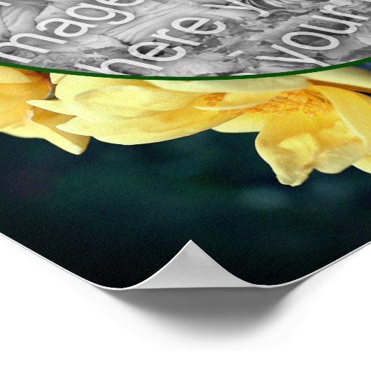 黄色のローズトリオフレーム自分の写真を作成 ポスター (角)