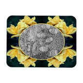 黄色のローズトリオフレーム自分の写真を作成 マグネット (横)