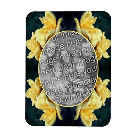 黄色のローズトリオフレーム自分の写真を作成 マグネット (縦)