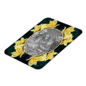 黄色のローズトリオフレーム自分の写真を作成 マグネット (左側)