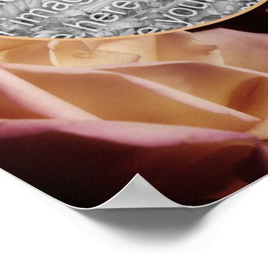 黄色のローズブド着色フローラフレームあなたの写真を追加 ポスター (角)