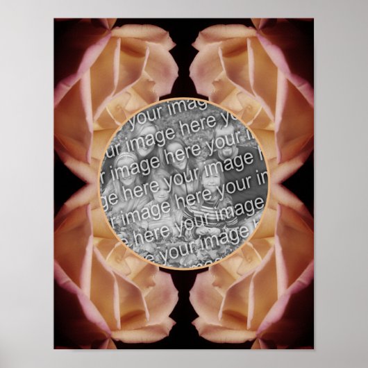 黄色のローズブド着色フローラフレームあなたの写真を追加 ポスター (正面)