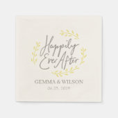 黄色のローレ葉ルのは幸せ結婚に スタンダードカクテルナプキン (正面)