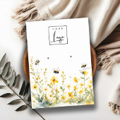 黄色のワイルドフラワーネックレスイヤリングロゴ表示 名刺