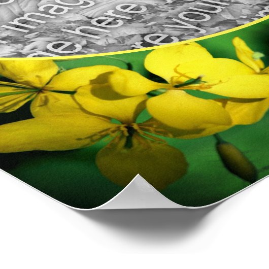 黄色のワイルドフラワーフレーム自分の写真を作成 ポスター (角)