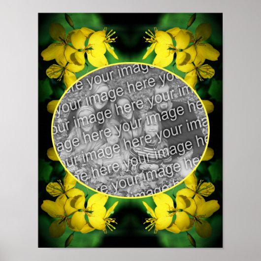 黄色のワイルドフラワーフレーム自分の写真を作成 ポスター (正面)