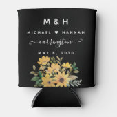 黄色のワイルドフラワーフロントとバックカスタムウェディング 缶クーラー (正面)